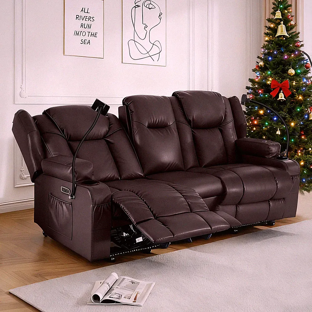 Electric Recliner Sofa for Seniors, Massage & Heat,Dual Motor,350LBS Capacity