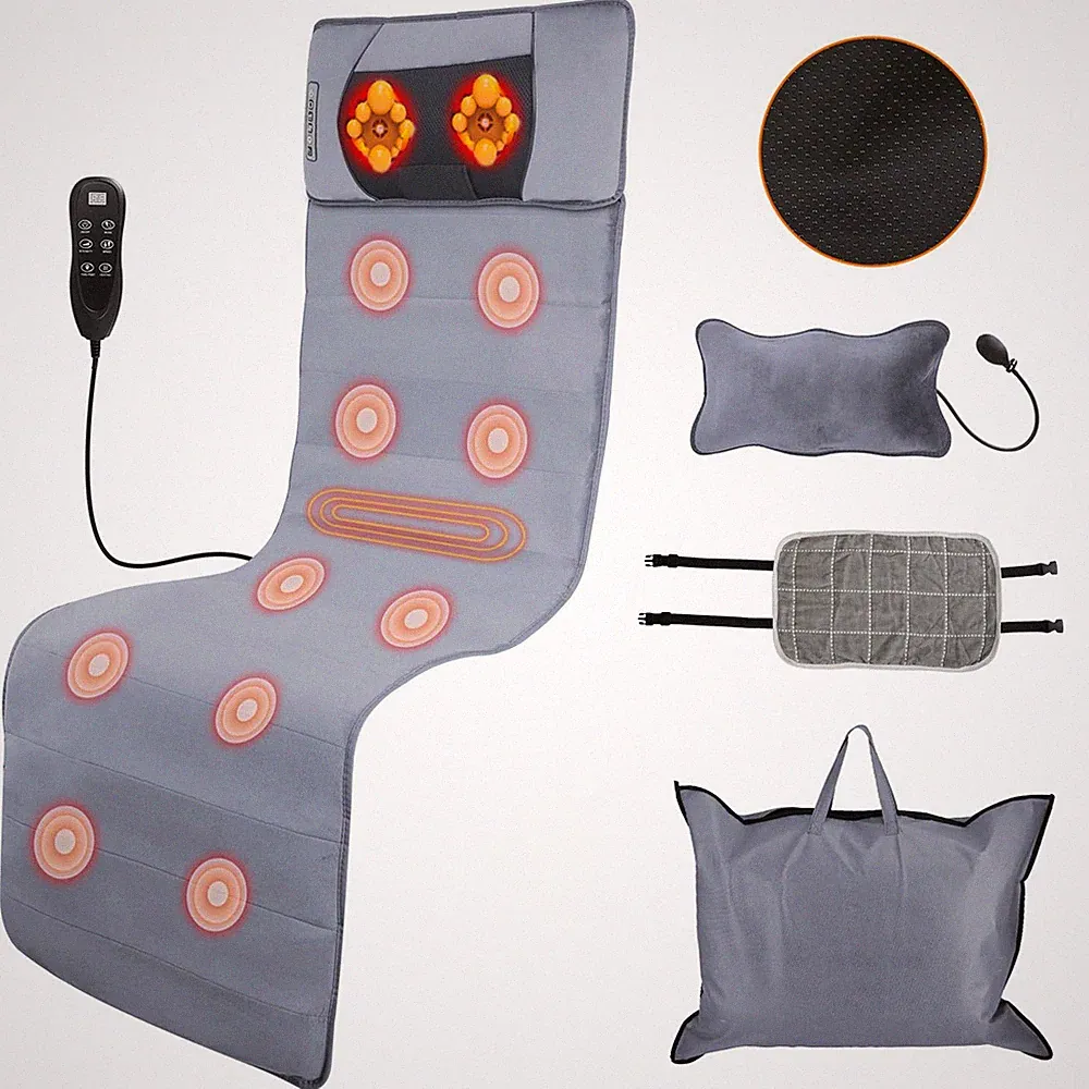 KinWarmth Heat Vibration Massage Mat Full Body Electric Massage Cushion Back...