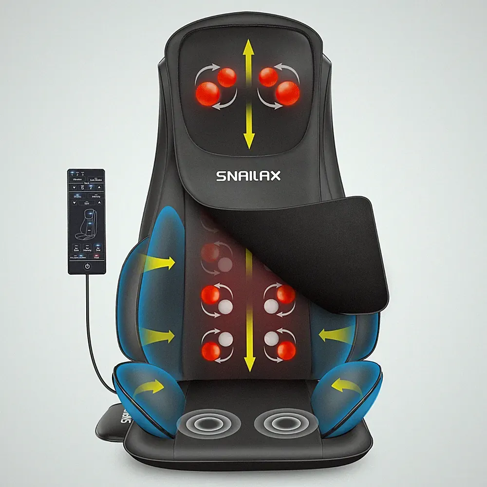 Snailax Shiatsu Neck Back Massager with Heat, Massage Chair Pad with Compression